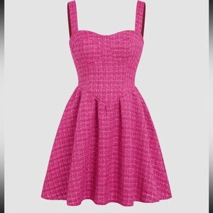 TWEED SQUARE NECK SOLID BACKLESS MINI DRESS